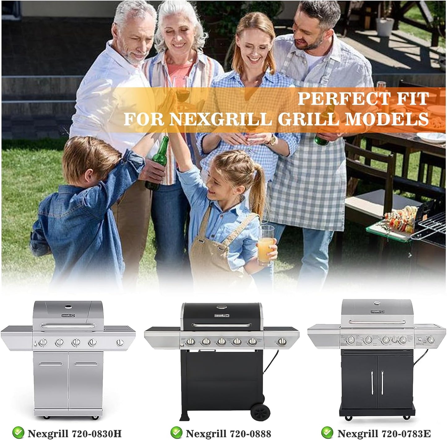 Professional title: "Premium Stainless Steel Grill Replacement Parts for Nexgrill 4-Burner Models 720-0830H, 720-0888N/S, 720-0783E, 720-0830X - Includes Grill Burner, Heat Plates, and Igniter Kit - Compatible with Home Depot Nexgrill"