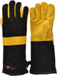 14.5" Long Premium Leather Gloves, BBQ Gloves, Grill and Fireplace Gloves, Cotton Lining with Kevlar Stitch, Heat Resistant Gloves, Animal Handling Gloves, Bite-Proof Gloves