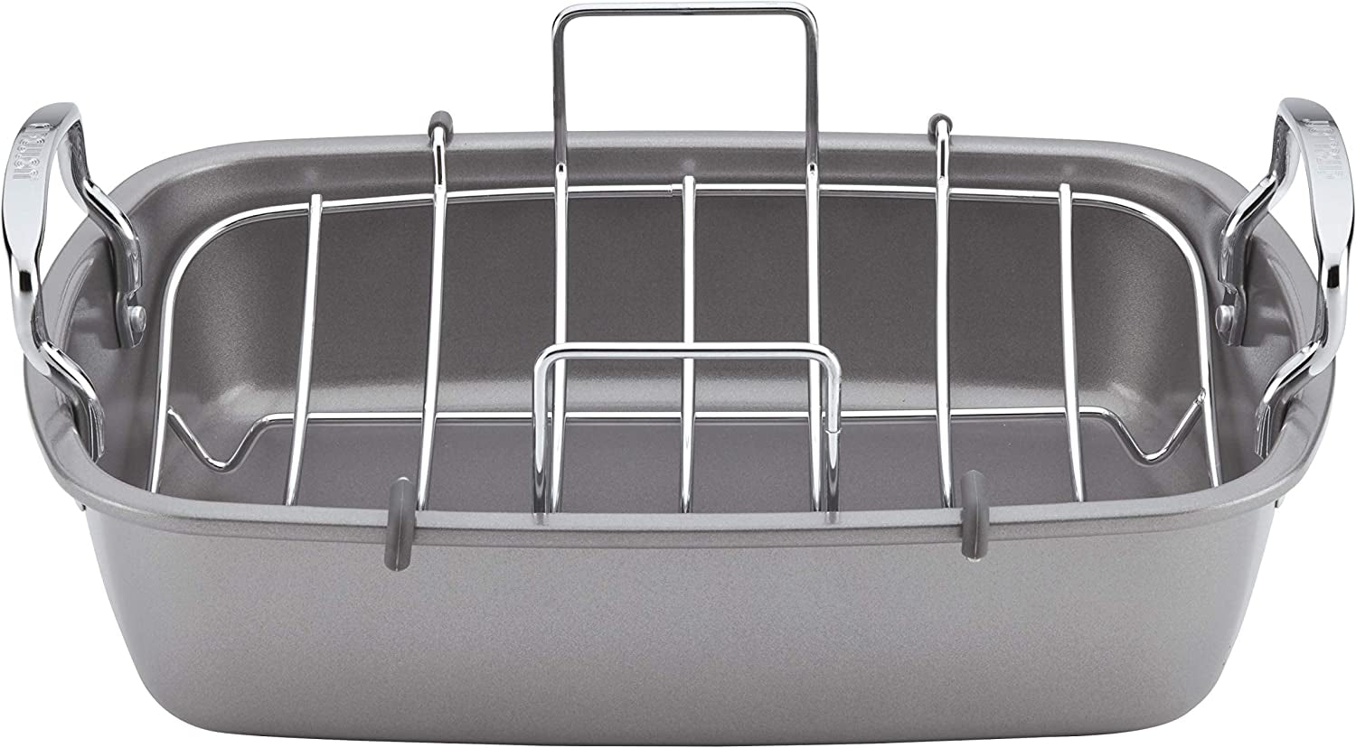 Circulon Nonstick Roasting Pan / Roaster with Rack - 17 Inch X 13 Inch, Gray