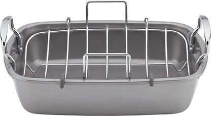 Circulon Nonstick Roasting Pan / Roaster with Rack - 17 Inch X 13 Inch, Gray