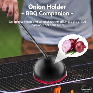 Onion Holder Grill Brush, Grill Cleaner Brush, BBQ Grill Accessories Use for Charcoal Grills, Gas Grills. 28" in Black Metal Holder, Heat Resistant(Hand Made), Grill Brush Bristle Free