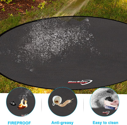 48" round Fire Pit Mat, 4-Layer under Grill Mat Deck Patio Protect Mat,Fireproof Mat/Pad for Grass Outdoor Wood Burning Fire Pit and BBQ Smoker,Portable Reusable and Waterproof,Black