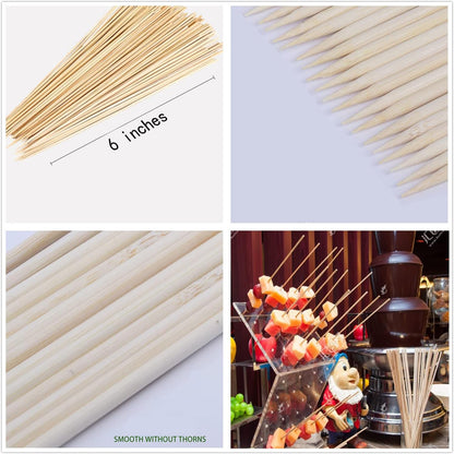 Natural Bamboo Skewers 200Pcs 8" for Bbq,Fruit Skewers, Grilling Kabob Skewers,Grilled Corn,Marshmallow,Chocolate Fountain and Party.Φ=3Mm