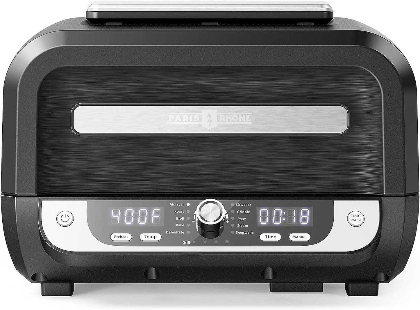 Smokeless Indoor Grill with Air Fryer,  Electric Air Fryer Grill Combo, 12-In-1 for Grill, Griddle, Slow Cook, Broil, Bake, Crisp, Roast, Dehydrate, Dual Heating Elements, Easy Knob Control
