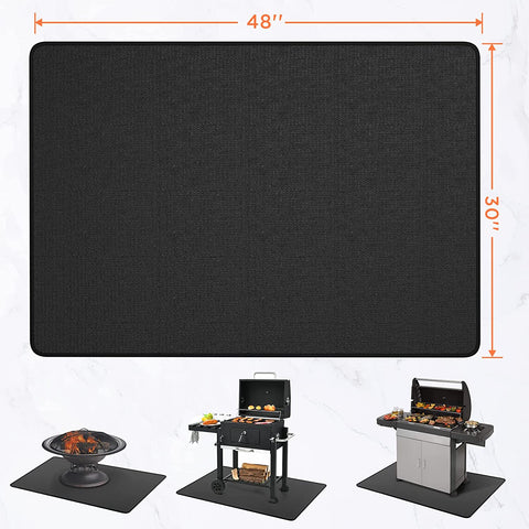 Image of 48 * 30 under Grill Mats for Outdoor Grill Deck Protector, Double-Sided Fireproof Deck and Patio Protective Mat, BBQ Mat for under BBQ, Oil-Proof Mat for Gas Grills, Waterproof Grill Floor Pads