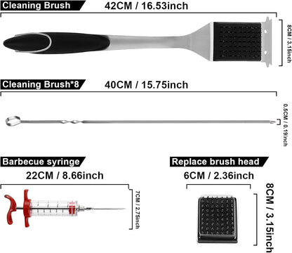BBQ Tools Grill Tools Set, 15PCS Heavy-Duty Stainless Steel Grill Tools Grilling Accessories, 18 Inches Grill Accessories Grilling Gifts for Men
