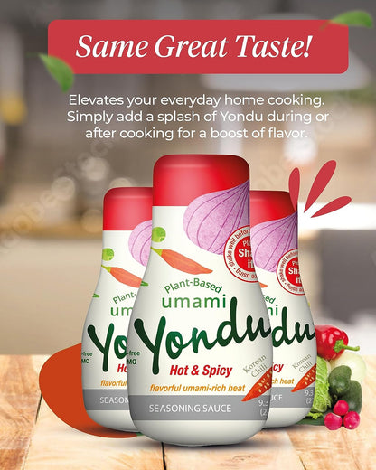 Yondu Hot & Spicy - Plant-Based Spicy Seasoning Sauce – Flavorful Umami Rich Heat to Awaken Your Palate. Better Than: Fish Sauce, Soy Sauce, Bouillon (9.3 Fl Oz)