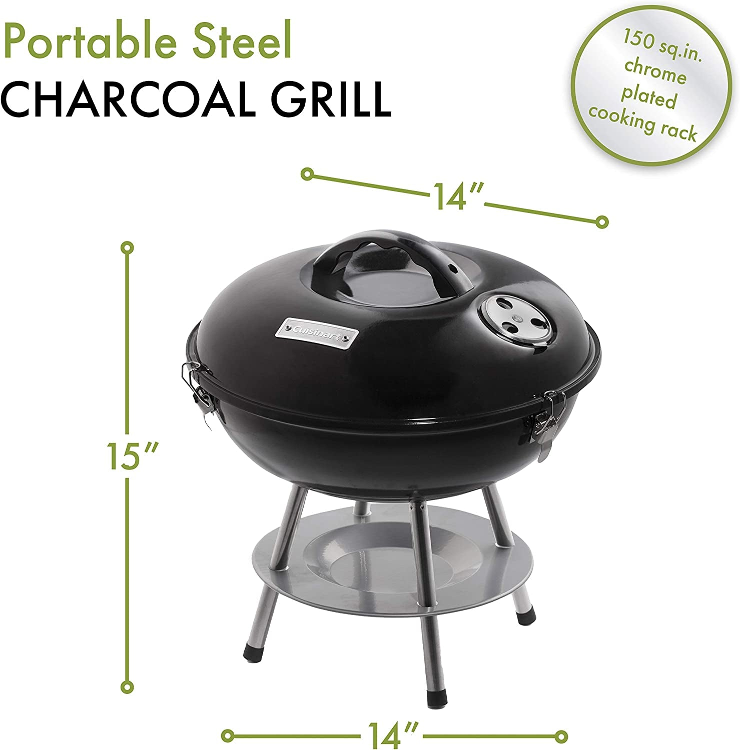 Cuisinart CCG-190 Portable Charcoal Grill, 14-Inch, Black