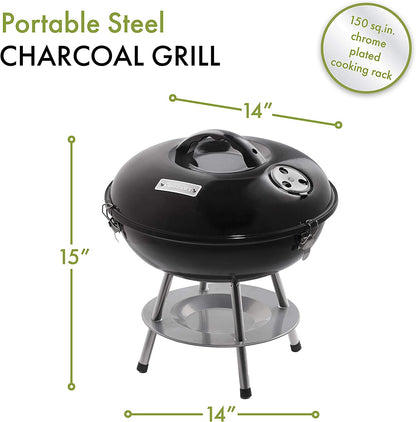 Cuisinart CCG-190 Portable Charcoal Grill, 14-Inch, Black