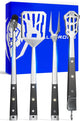 4-Piece Professional BBQ Pitmaster Grill Set - Premium High-Carbon Stainless Steel Grilling Accessories - 18 Inch Length - Silicone Brush, Spatula, Tongs, Fork - G10 Handles Kitchen Set