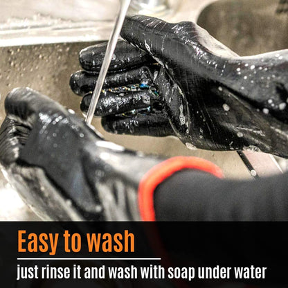 Grill BBQ Gloves 932℉ Heat Resistant Cooking Barbecue Gloves Waterproof Grilling Gloves for Turkey Fryer, Baking, Oven, Oil Resistant Neoprene Coating with Long Sleeve