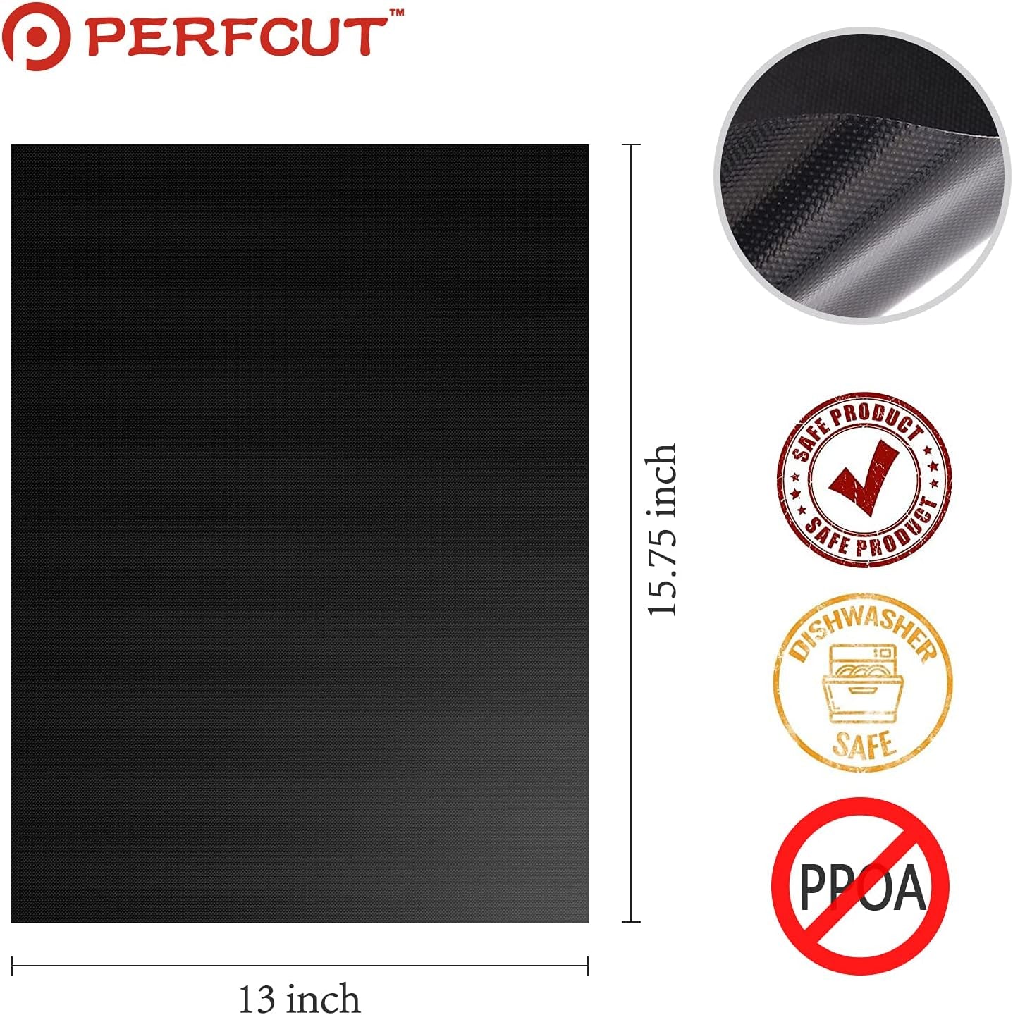 Grill Mat 100% Non-Stick BBQ Grill & Baking Mats,Heavy Duty,Reusable and Easy to Clean for Electric Grill Gas Charcoal BBQ-15.75 X 13 Inch Set of 7-Black