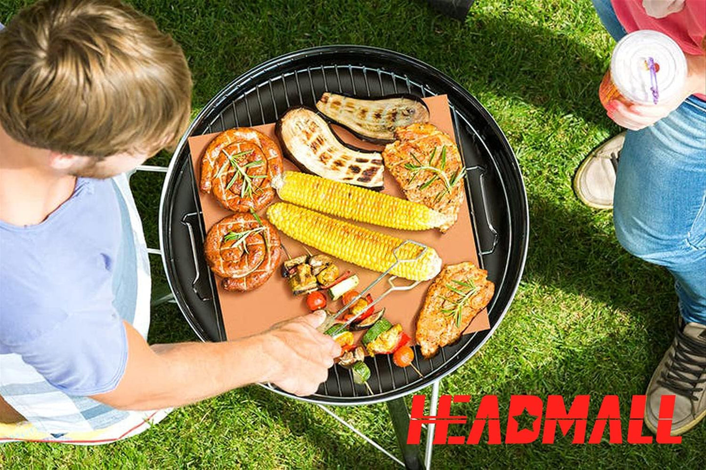 Copper Grill Mats Set of 5, Grill Mats Non Stick, BBQ Grill Mat & Baking -Reusable and Easy to Clean-Bbq Mats for Electric Gas Charcoal Grill