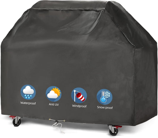 Waterproof BBQ Grill Cover 72-Inch, Heavy Duty Outdoor Gas Grill Covers, with Drawstring Barbecue Covers for Weber Char-Broil Brinkmann Nexgrill and More, All Weather Barbecue Grills Protector