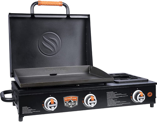 1860 on the Go Range Top Combo with Hood & Handles Heavy Duty Flat Top BBQ Griddle Grill Station for Kitchen, Camping, Outdoor, Tailgating 22 Inch Black