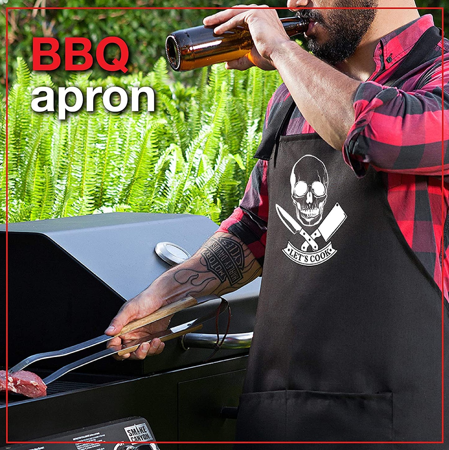 Aprons for Men | Premium Quality Funny Aprons | Best for BBQ, Grilling and Cooking | Chef Kitchen Grilling Apron