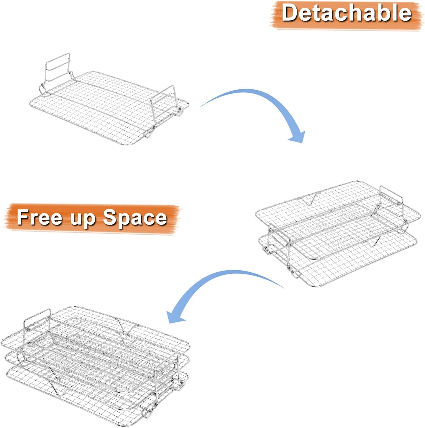 Air Fryer Rack Compatible with Ninja Foodi Grill XL Air Fryer FG551 IG601 IG651 Air Fryer Indoor Grill， Come with Basting Brush, Spatula and Kitchen Tongs