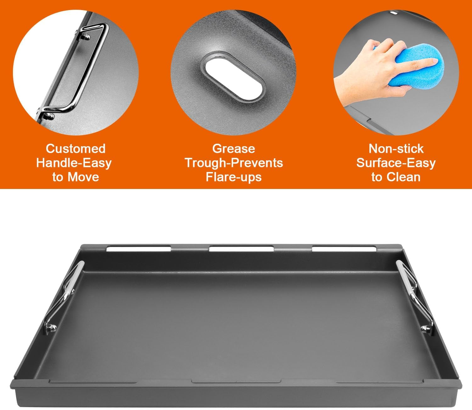 Full-Size Griddle Inserts for Weber Spirit 200 Spirit II 200 Series Gas Grills, Flat Top Griddle Replacement for Weber Spirit E-210 E-220 S-210 S-220 Spirit II E-210 S-210 E-220 S-220 Series Models