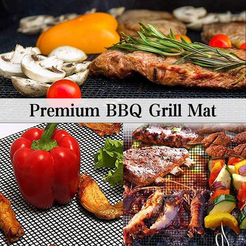 Aoocan Mesh Grill Mat Set of 4 Heavy Duty Non-Stick Mesh Grilling Mats & Barbecue Accessories - Reusable and Easy to Clean - Works on Gas, Charcoal or Electric Grill and More 15.4 X 12 Inch
