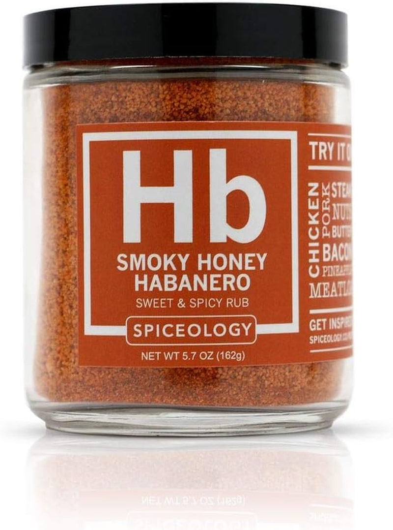 Spiceology - Smoky Honey Habanero - Sweet & Spicy BBQ Rub - Barbeque Rubs, Spice Blends and Seasonings for Smoking or Grilling - Use On: Chicken, Wings, Pork, Steak, Nuts, Butter, Bacon, or Burgers - 5.7 Oz