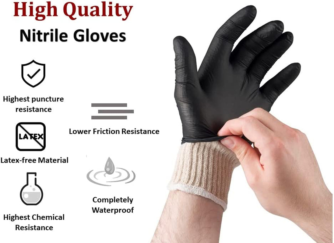 BBQ Gloves 4 Cotton Glove Liners and 100 Disposable Gloves Washable Cotton Liners Powder Latex Free Nitrile Gloves