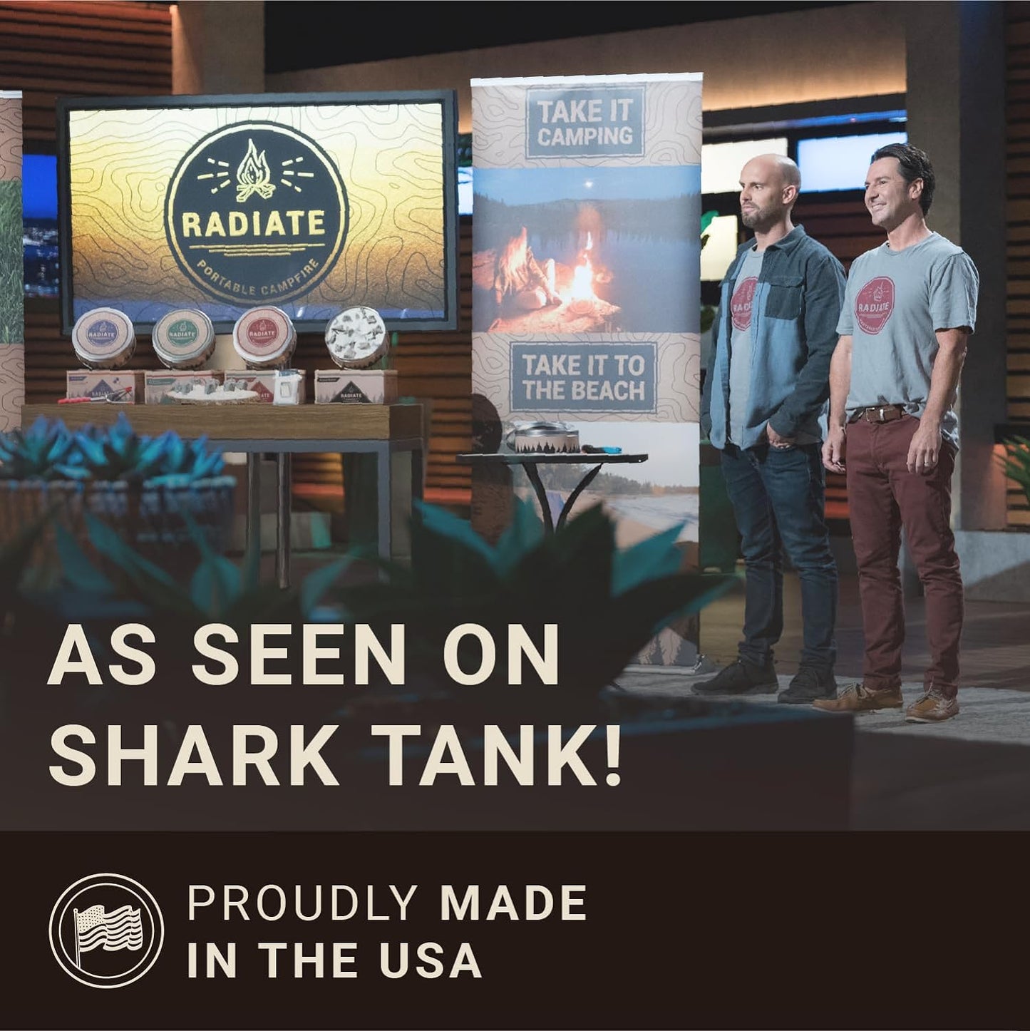 Radiate XL 8" Portable Campfire as Seen on Shark Tank - up to 5 Hours of Burn Time - Reusable Travel Fire Pit for Camping, Patios, and Beach Days - Great Alternative to a Real Fire - Made in USA