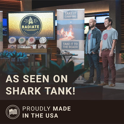 Radiate XL 8" Portable Campfire as Seen on Shark Tank - up to 5 Hours of Burn Time - Reusable Travel Fire Pit for Camping, Patios, and Beach Days - Great Alternative to a Real Fire - Made in USA