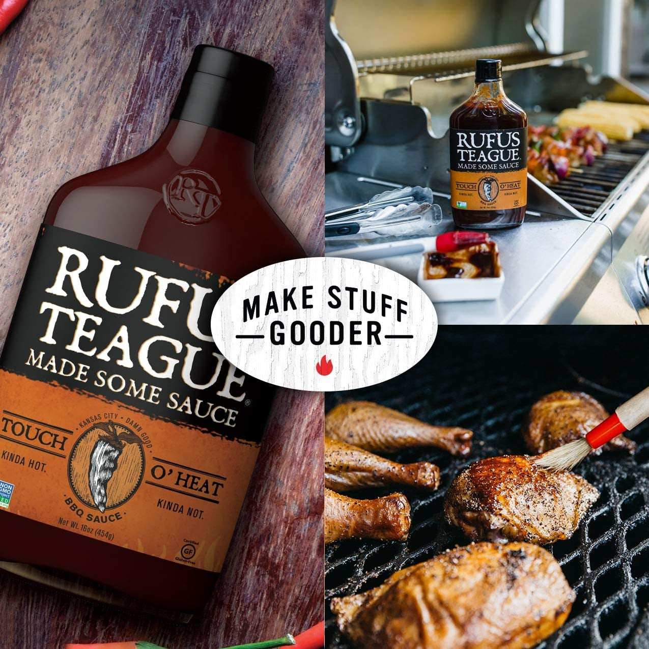 Rufus Teague - Touch O' Heat BBQ Sauce - Premium Barbecue Sauce - 15.25 Oz. Bottles - 2 Pack