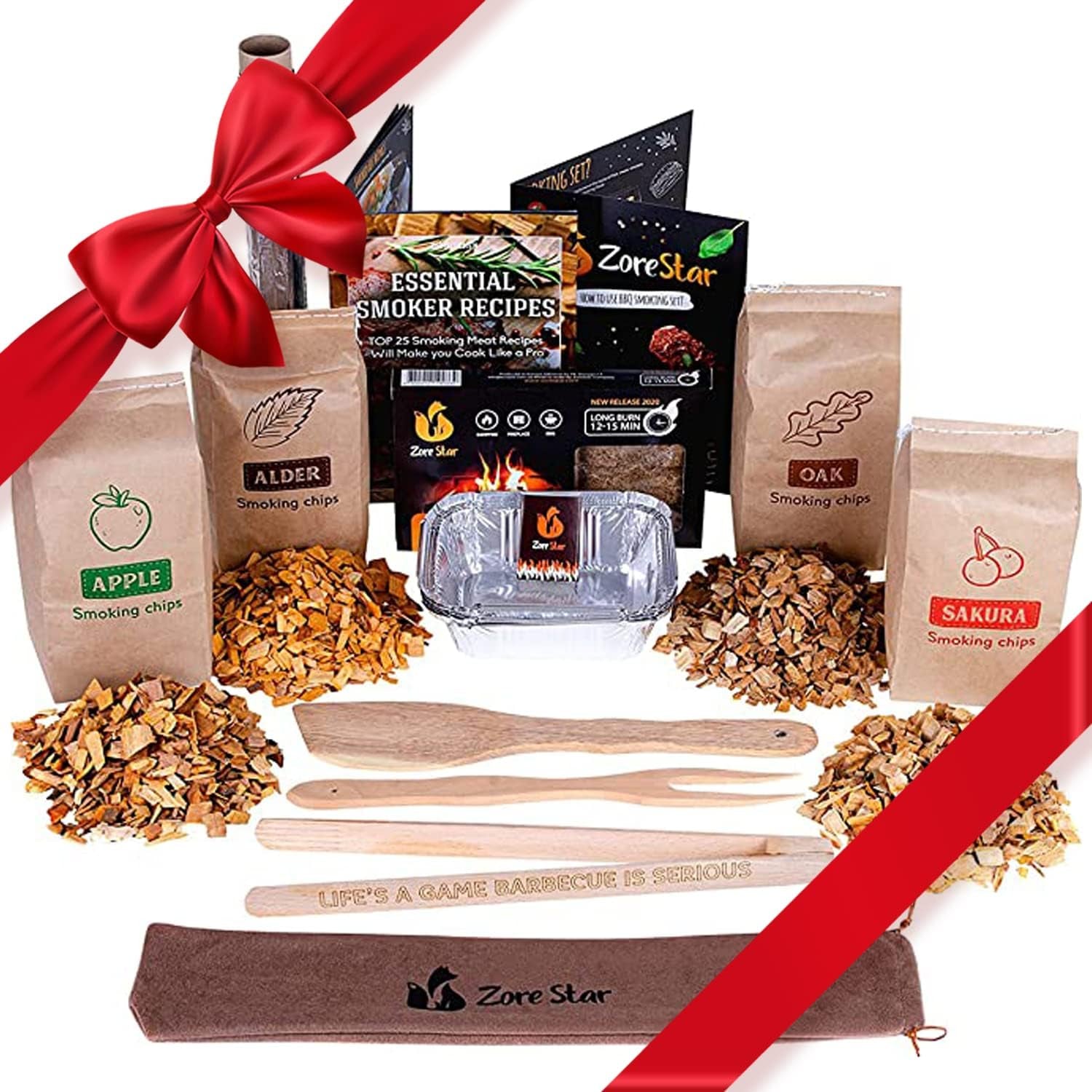 Wood Chips for Smoker, 6 Pcs Variety Pack of 100% Natural Flavored Smoking Wood Chips! Alder Wood Chips, Apple Wood Chips, Cherry Wood Chips, and More! BBQ Smoking Chips for Smoker