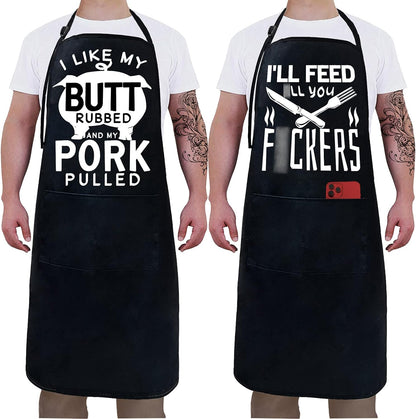 2 Pack-Funny Aprons for Men Birthday Gifts for Dad Mens Gifts Birthday Gifts for Men Kitchen Chef Grilling Cooking BBQ Apron