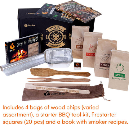 Wood Chips for Smoker, 6 Pcs Variety Pack of 100% Natural Flavored Smoking Wood Chips! Alder Wood Chips, Apple Wood Chips, Cherry Wood Chips, and More! BBQ Smoking Chips for Smoker