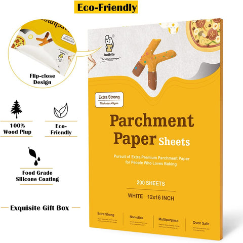 Image of 200PCS 12X16 in Heavy Duty Flat Parchment Paper, Parchment Paper Sheets for Baking Cookies, Cooking, Frying, Air Fryer, Grilling Rack, Oven(12X16 Inch)