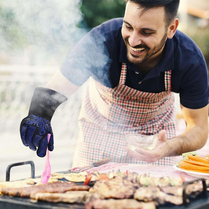 BBQ Oven Glove - Grilling Gloves Heat and Flame Protection Resistant 1472℉ Silicone Non - Extended Wrist for Additional Safety - Ideal for Outdoor Cooking, Grilling, Barbeque - Women/Men Dad for Gifts