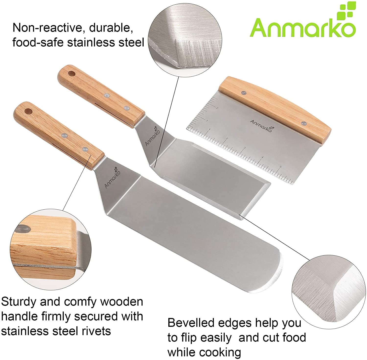 Professional Metal Spatula Set - Stainless Steel Spatula and Griddle Scraper - Heavy Spatula Griddle Accessories Great for Cast Iron Griddle BBQ Flat Top Grill - Commercial Grade