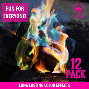 12 Pack Legendary Blaze Magical Flames Fire Color Changing Packets - Fire Pits and Campfire Accessories for All Seasons - Create Magic Colorful Fire with Color Flame Packs