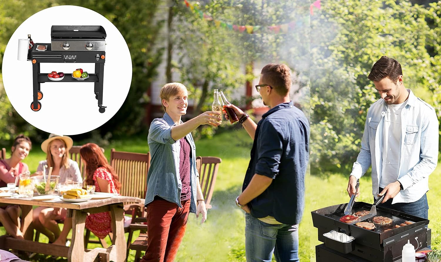 Portable Blackstone Griddle Stand Grill Table 17"/22" Grill Cart Pizza Oven Stand Ninja Grill Stand Outdoor Universal Foldable BBQ with Wheels Double Shelf Caddy Cooking Camping Tailgating