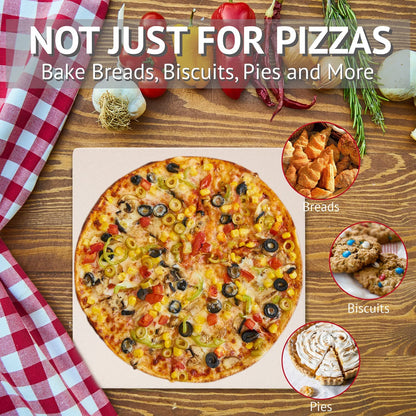 12" X 12" Pizza Stone Square Baking Stone | Premium Cordierite Pizza Grilling Stone for Grill Oven RV Oven | Bake Homemade Golden Crispy Crust Pizza