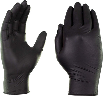 Black Nitrile Disposable Industrial-Grade Gloves 3 Mil, Latex and Powder-Free, Food-Safe, Non-Sterile, Lightly-Textured