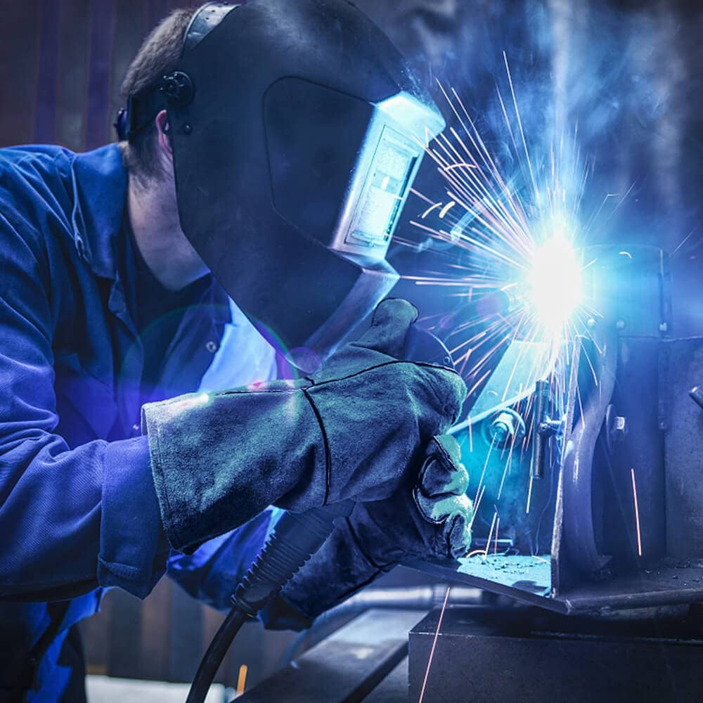 932°F Heat Resistant Welding Gloves 16 Inches Cowhide Leather - Long Sleeve and Insulated Lining BBQ Glove for Tig Welder/Mig/Grill/Barbecue/Green Egg/Stove Black-Gray