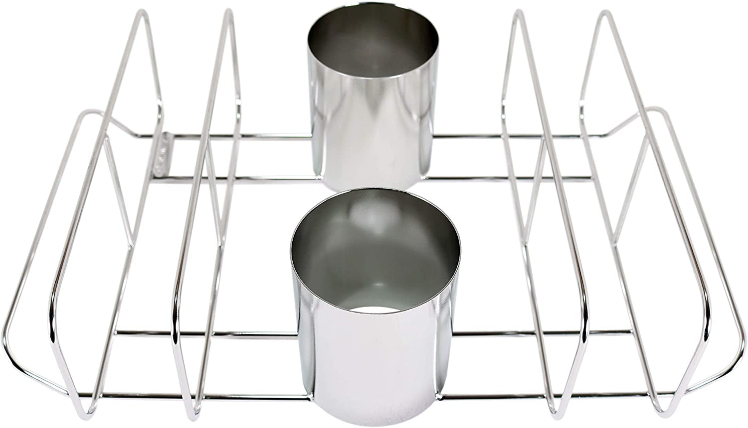 Cataumet BBQ Rib Rack and Beer Can Chicken Holder Smoking Rack Fits Big Egg Style Grills Ovens and Smokers Made with Genuine 304 Stainless Steel