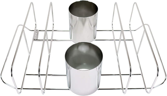 Cataumet BBQ Rib Rack and Beer Can Chicken Holder Smoking Rack Fits Big Egg Style Grills Ovens and Smokers Made with Genuine 304 Stainless Steel
