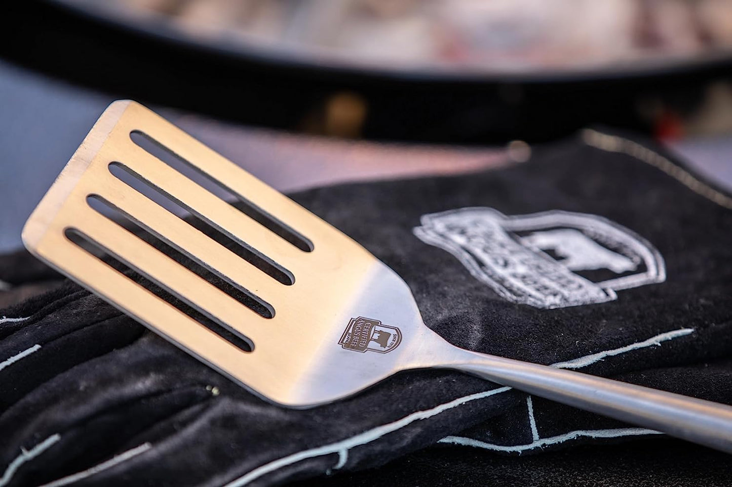 Premium Grilling Set - 5 Piece Heavy Duty Stainless Steel Grill Tool Set with Pakkawood Handles for BBQ Accessories, Tailgating, and Smoker Accessories