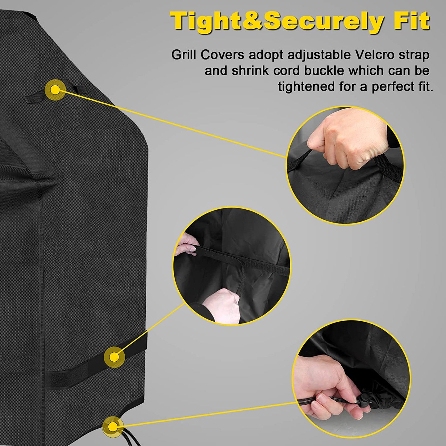 EPESTOEC Grill Cover, 58 Inch Black Grill Cover for Outdoor Grill,Bbq Cover, Waterproof & UV Resistant, Gas Grill Cover, Convenient Durable Ripstop, for Weber, Char Broil, Nexgrill and More Grills